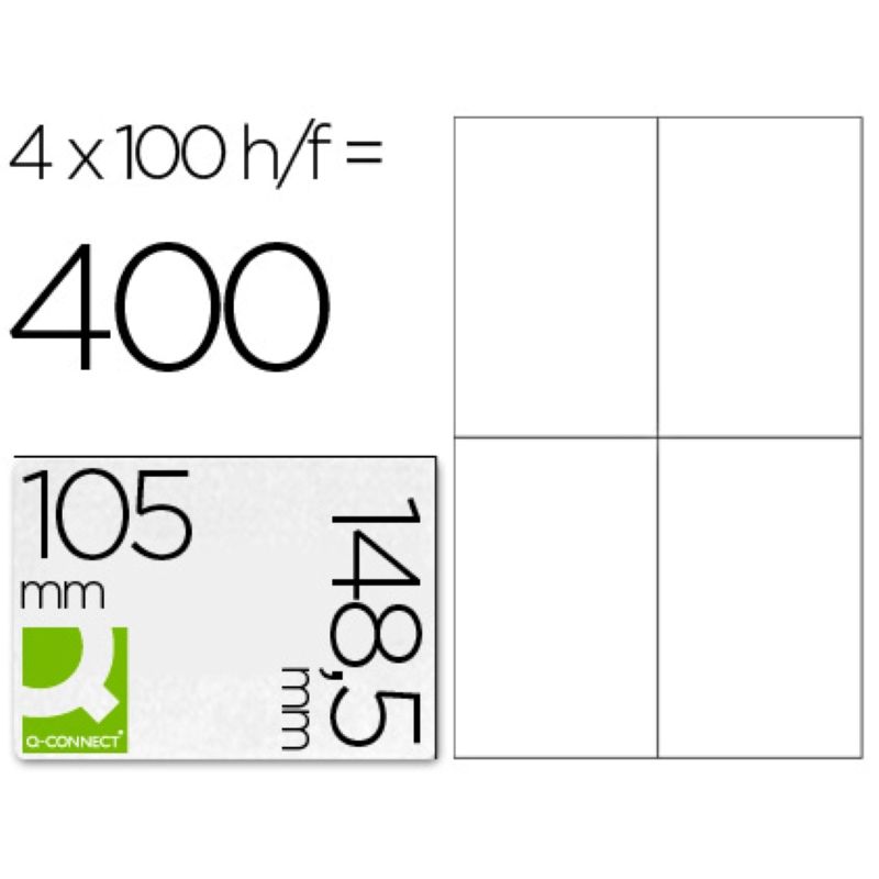 Q-CONNECT Étiquette adhésive 150x148.5mm coins droits imprimante jet d'encre laser copieur boîte 100 feuilles 400 unités Q-CONNECT Étiquette adhésive 150x148.5mm coins droits imprimante jet d'encre laser copieur boîte 100 feuilles 400 unités