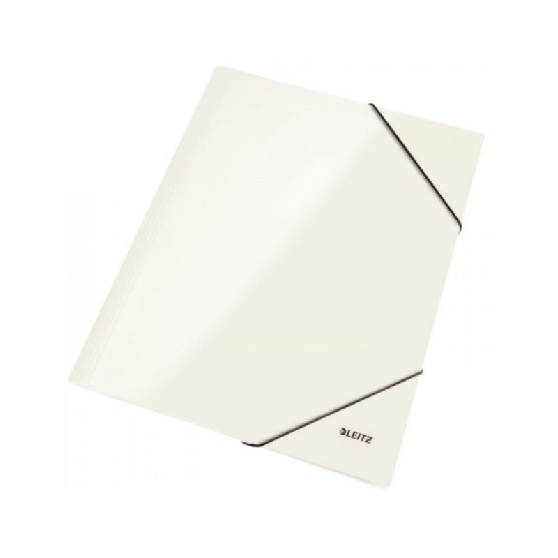 LEITZ Chemise WOW 3 rabats à élastiques, en carte pelliculée, coloris blanc LEITZ Chemise WOW 3 rabats à élastiques, en carte pelliculée, coloris blanc
