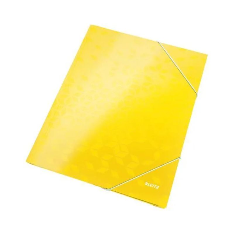LEITZ Chemise WOW 3 rabats à élastiques, en carte pelliculée, coloris jaune LEITZ Chemise WOW 3 rabats à élastiques, en carte pelliculée, coloris jaune