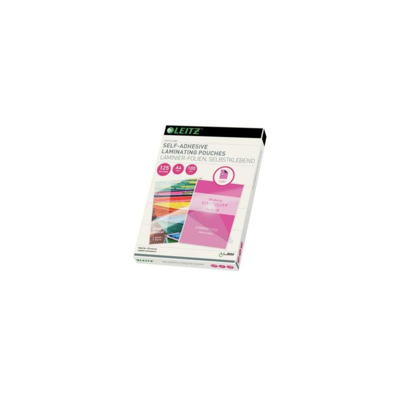 LEITZ Paquet de 100 Pochettes plastification à chaud, A4, 2 x 125 microns, autocollantes 16925 LEITZ Paquet de 100 Pochettes plastification à chaud, A4, 2 x 125 microns, autocollantes 16925