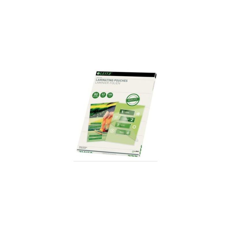 LEITZ Paquet de 100 Pochettes Leitz iLAM pour plastification à chaud, A3, 2 x 80 microns 33819 LEITZ Paquet de 100 Pochettes Leitz iLAM pour plastification à chaud, A3, 2 x 80 microns 33819