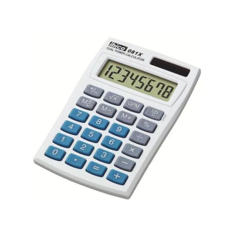 IBICO Calculatrice de poche Ibico 081X Écran LCD à 8 chiffres, Étui de protection IB410000 IBICO Calculatrice de poche Ibico 081X Écran LCD à 8 chiffres, Étui de protection IB410000