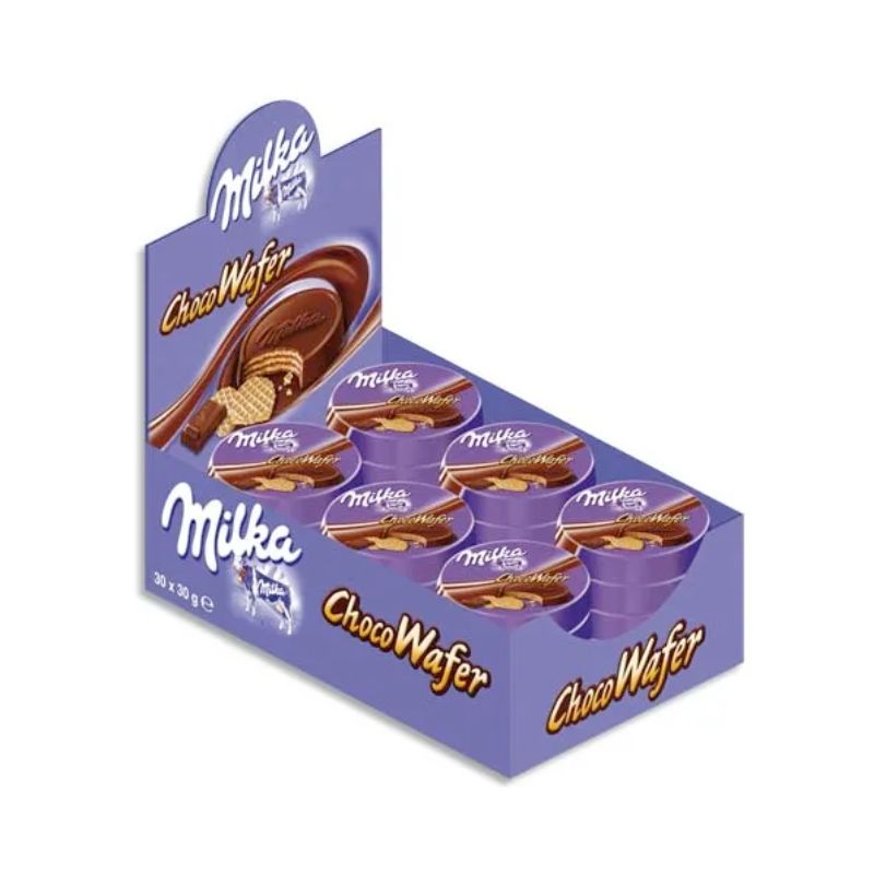 MILKA Boîte présentoir de 30 Médaillons gaufrés au chocolat Choco Wafer de 30g MILKA Boîte présentoir de 30 Médaillons gaufrés au chocolat Choco Wafer de 30g