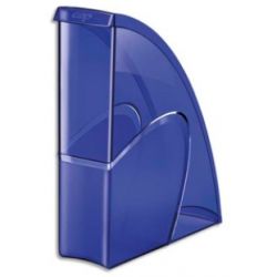 CEP Porte-revues HAPPY en polystyrène translucide - Dimensions H31 x P27 cm, dos 8,5cm. Coloris bleu