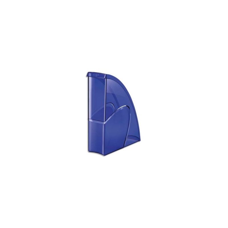 CEP Porte-revues HAPPY en polystyrène translucide - Dimensions H31 x P27 cm, dos 8,5cm. Coloris bleu CEP Porte-revues HAPPY en polystyrène translucide - Dimensions H31 x P27 cm, dos 8,5cm. Coloris bleu