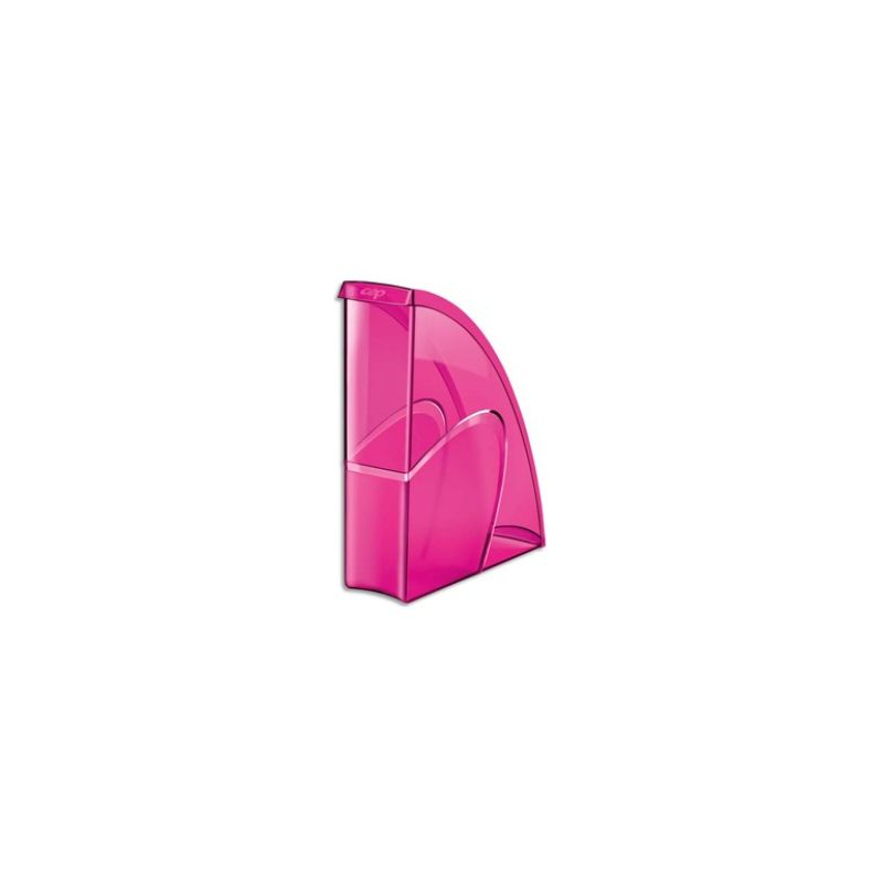 CEP Porte-revues HAPPY en polystyrène translucide - Dimensions H31 x P27 cm, dos 8,5cm. Coloris rose CEP Porte-revues HAPPY en polystyrène translucide - Dimensions H31 x P27 cm, dos 8,5cm. Coloris rose