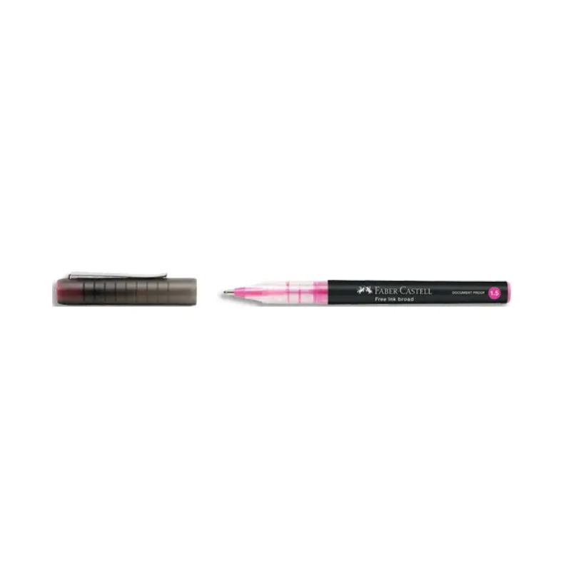 FABER Roller à encre liquide Free Ink broad. Coloris rose. Pointe large 1,5mm FABER Roller à encre liquide Free Ink broad. Coloris rose. Pointe large 1,5mm