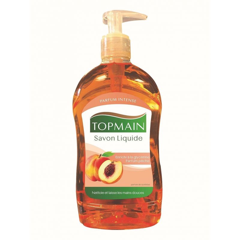 TOPMAIN Flacon à pompe 500 ml de Savon liquide doux à la glycérine parfum Pêche TOPMAIN Flacon à pompe 500 ml de Savon liquide doux à la glycérine parfum Pêche