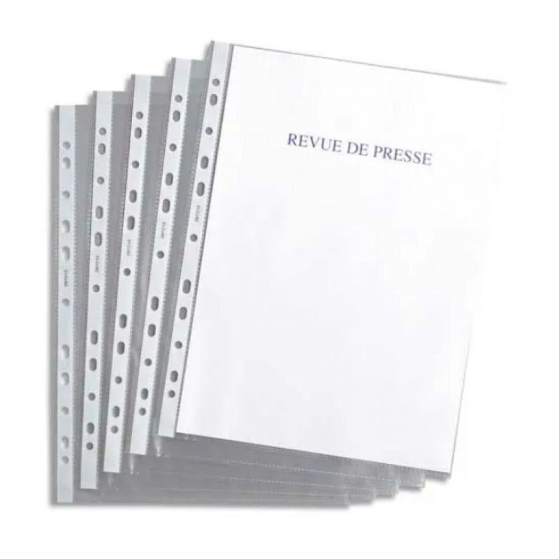 Sachet de 100 pochettes perforées en polypropylène 4,5/100e grainé perforation 11 trous Sachet de 100 pochettes perforées en polypropylène 4,5/100e grainé perforation 11 trous