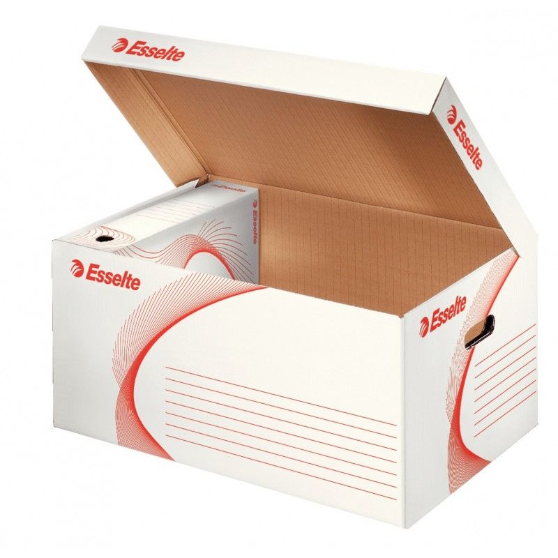 ESSELTE Boîte à archives en carton ondulé kraft ouverture sur le dessus coloris blanc ESSELTE Boîte à archives en carton ondulé kraft ouverture sur le dessus coloris blanc