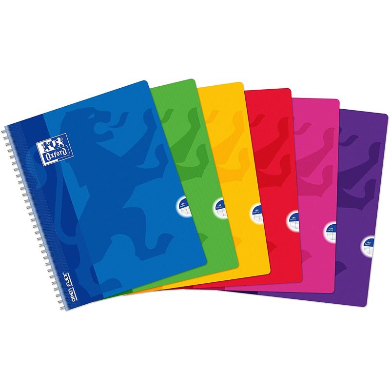 OXFORD Cahier OPEN FLEX spiralé 100 pages 24x32cm grands carreaux Séyès OXFORD Cahier OPEN FLEX spiralé 100 pages 24x32cm grands carreaux Séyès