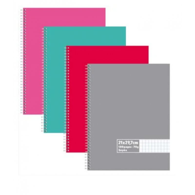 Cahier spirale format A4 180 pages 60g grands carreaux Séyès Cahier spirale format A4 180 pages 60g grands carreaux Séyès
