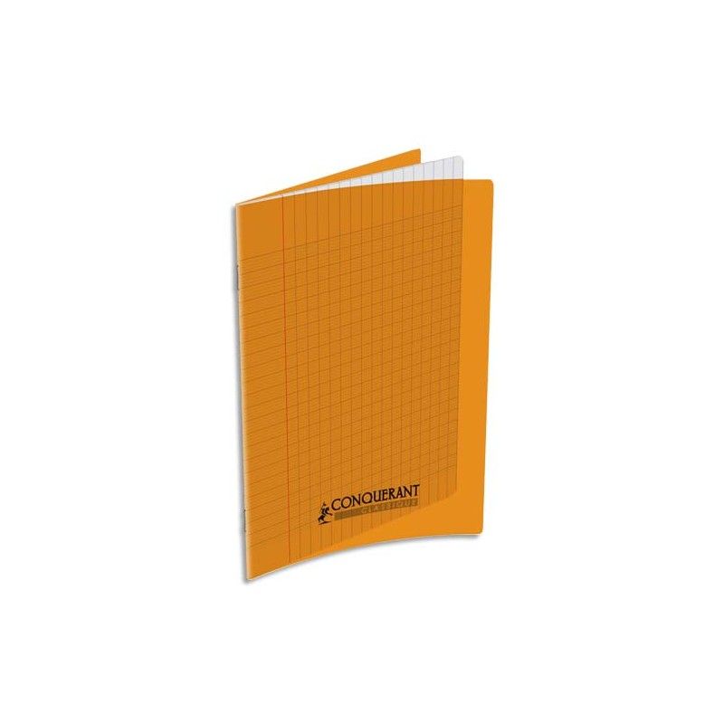 CONQUERANT Cahier piqûre 24x32cm 48 pages 90g grands carreaux Séyès coloris orange CONQUERANT Cahier piqûre 24x32cm 48 pages 90g grands carreaux Séyès coloris orange