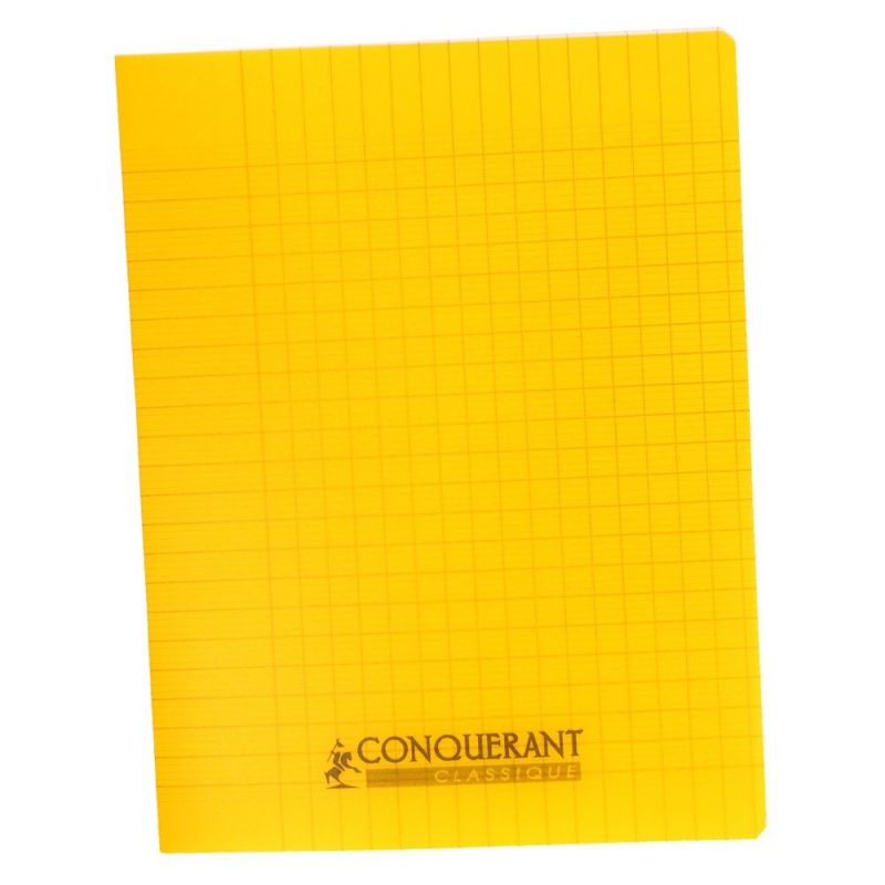 CONQUERANT Cahier piqûre 24x32cm 96 pages 90g petits carreaux coloris jaune CONQUERANT Cahier piqûre 24x32cm 96 pages 90g petits carreaux coloris jaune