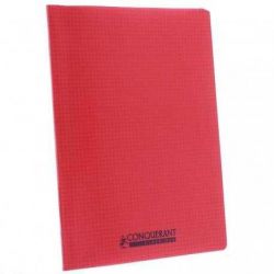 CONQUERANT Cahier piqûre 24x32cm 96 pages 90g petits carreaux coloris rouge