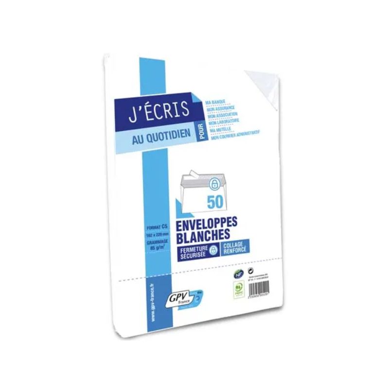 GPV Paquet de 50 enveloppes Blanches auto-adhésives 80 grammes format 162x229mm réf 528 GPV Paquet de 50 enveloppes Blanches auto-adhésives 80 grammes format 162x229mm réf 528