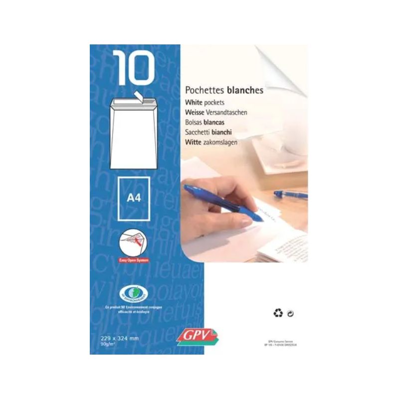 GPV Paquet de 10 pochettes velin Blanc fond Gris 90g auto-adhésives 162 x 229mm 6288 GPV Paquet de 10 pochettes velin Blanc fond Gris 90g auto-adhésives 162 x 229mm 6288