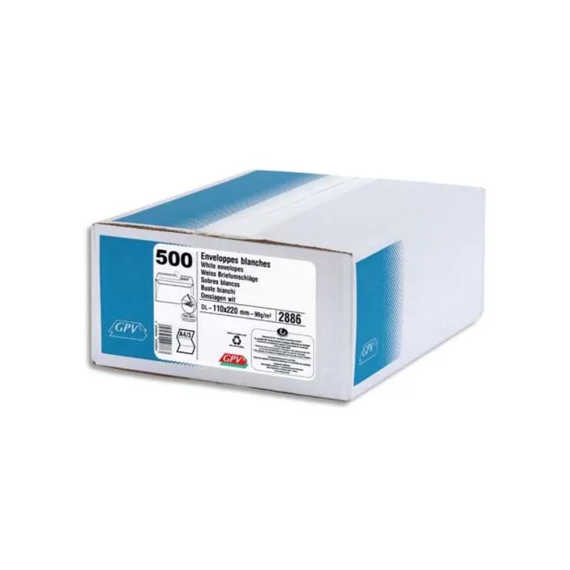 GPV Boîte de 500 enveloppes C6 114x162mm Blanches auto-adhésives NF & PEFC 90g GPV Boîte de 500 enveloppes C6 114x162mm Blanches auto-adhésives NF & PEFC 90g