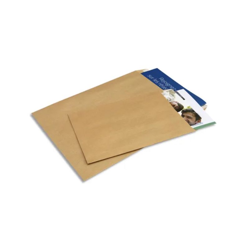 BONG Boîte de 500 pochettes kraft Adour brun auto-adhésives 90g format 176x250mm B5
