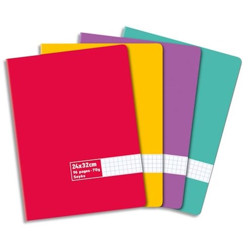 Cahier piqûre 24x32cm 96 pages unies 70g coloris aléatoire Cahier piqûre 24x32cm 96 pages unies 70g coloris aléatoire