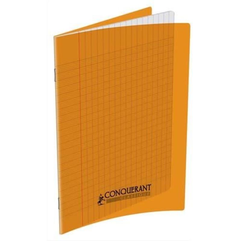 CONQUERANT Cahier format 17x22cm 32 pages 90g grands carreaux Séyès coloris orange CONQUERANT Cahier format 17x22cm 32 pages 90g grands carreaux Séyès coloris orange