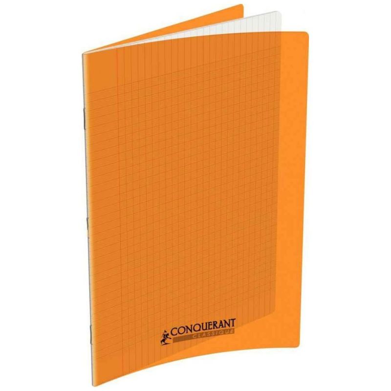 CONQUERANT Cahier format 17x22cm 48 pages 90g grands carreaux Séyès coloris orange CONQUERANT Cahier format 17x22cm 48 pages 90g grands carreaux Séyès coloris orange