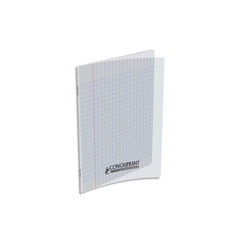 CONQUERANT Cahier format 17x22cm 48 pages 90g grands carreaux Séyès couverture incolore CONQUERANT Cahier format 17x22cm 48 pages 90g grands carreaux Séyès couverture incolore