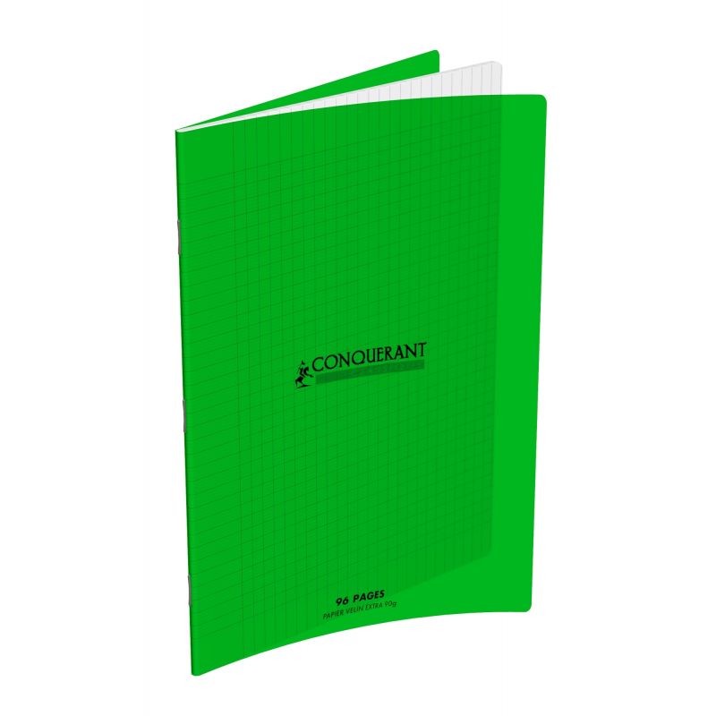 CONQUERANT Cahier format 17x22cm 32 pages 90g grands carreaux Séyès Coloris vert CONQUERANT Cahier format 17x22cm 32 pages 90g grands carreaux Séyès Coloris vert