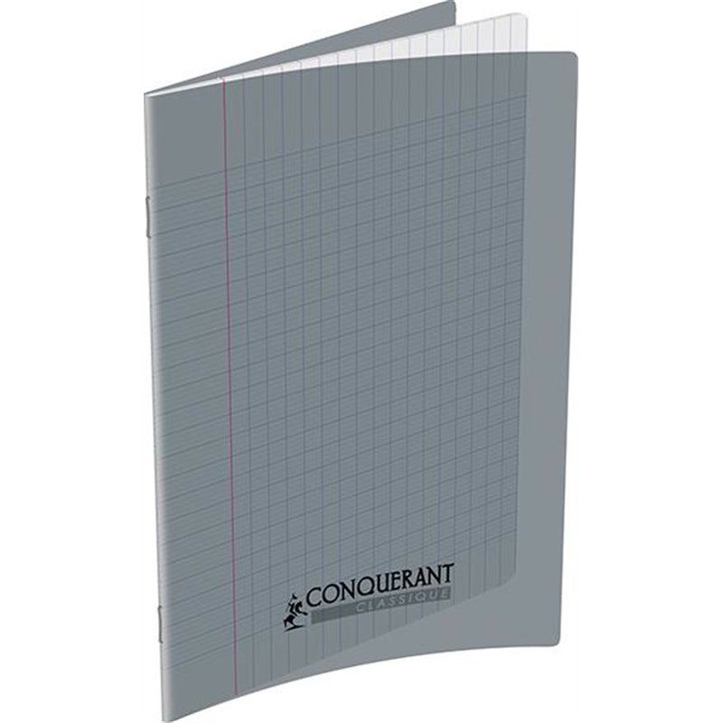 CONQUERANT Cahier format 24x32 cm 96 pages 90g grands carreaux Séyès coloris gris CONQUERANT Cahier format 24x32 cm 96 pages 90g grands carreaux Séyès coloris gris