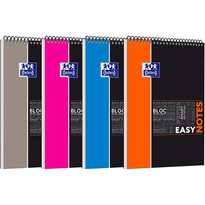 OXFORD Bloc EASY NOTE reliure spirale 160 pages petits carreaux format 21x31,5 cm avec application SOS NOTES OXFORD Bloc EASY NOTE reliure spirale 160 pages petits carreaux format 21x31,5 cm avec application SOS NOTES