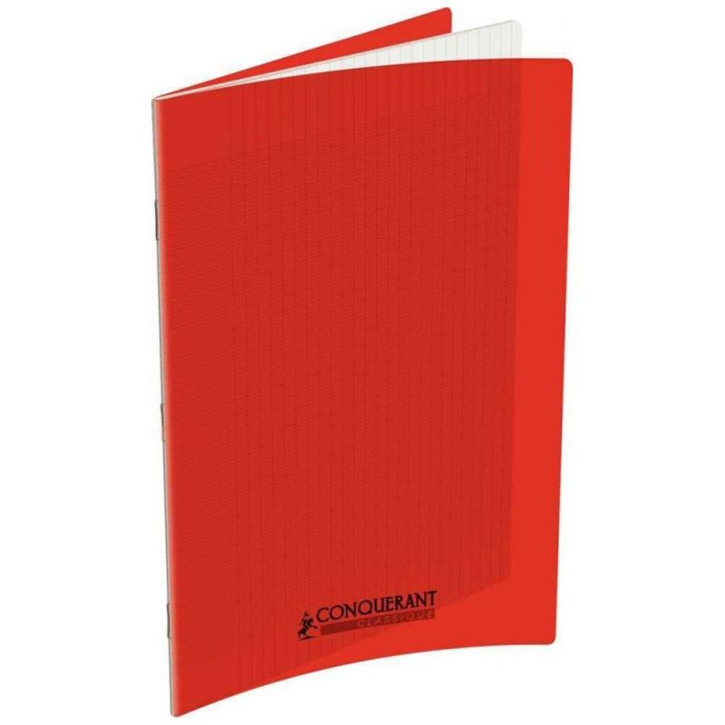 CONQUERANT Cahier piqûre 17x22cm 96 pages 90g grands carreaux Séyès coloris rouge CONQUERANT Cahier piqûre 17x22cm 96 pages 90g grands carreaux Séyès coloris rouge