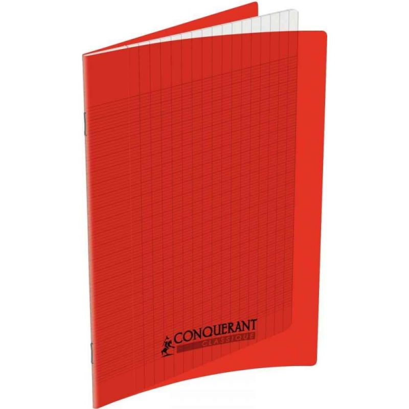 CONQUERANT Cahier format A4 96 pages 90g grands carreaux Séyès coloris rouge CONQUERANT Cahier format A4 96 pages 90g grands carreaux Séyès coloris rouge