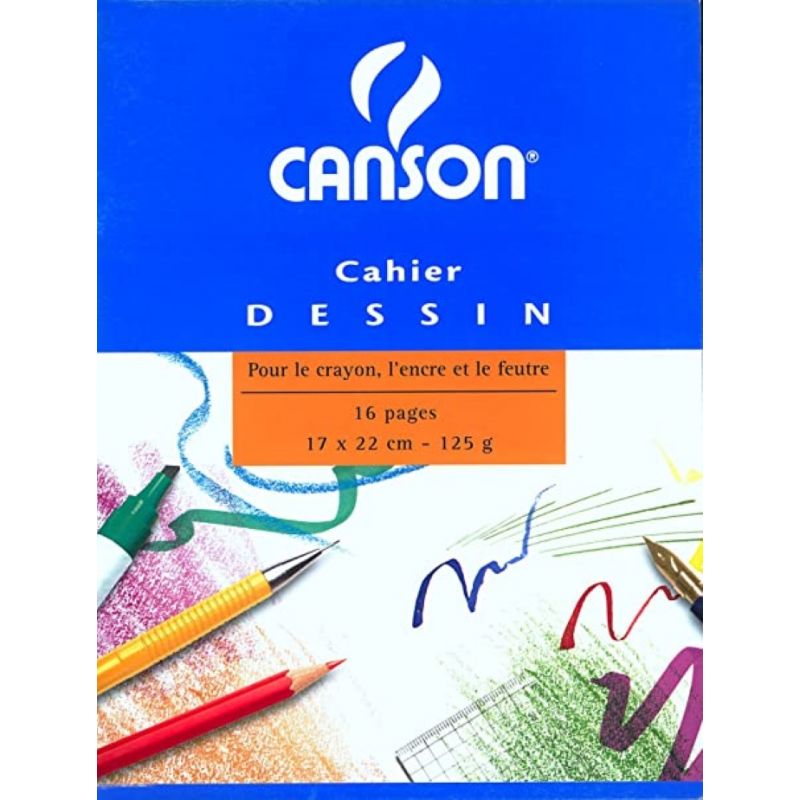 CANSON Cahier de dessin 16 pages unies Blanches 17x22cm 125g/m² CANSON Cahier de dessin 16 pages unies Blanches 17x22cm 125g/m²