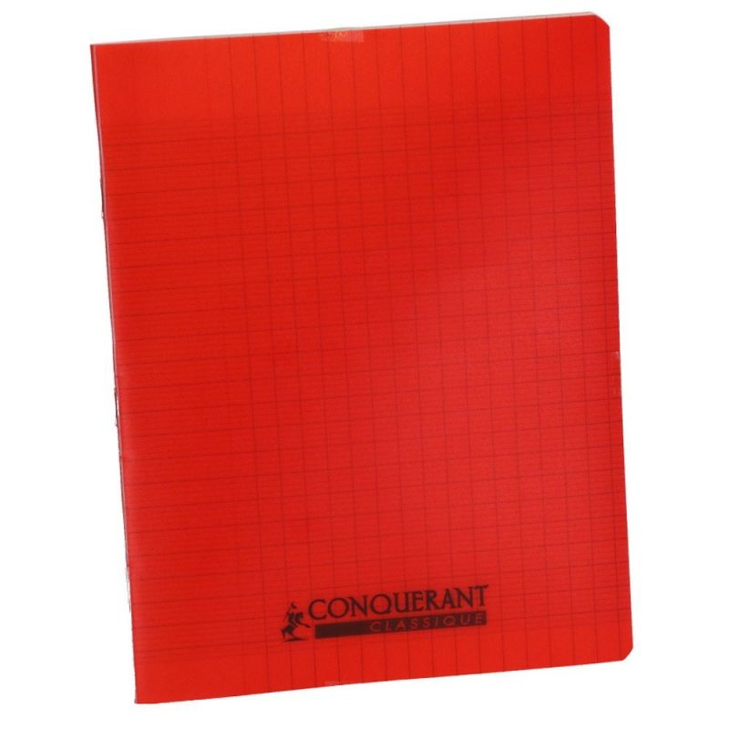 CONQUERANT Cahier format 24x32cm 96 pages 90g grands carreaux Séyès coloris rouge CONQUERANT Cahier format 24x32cm 96 pages 90g grands carreaux Séyès coloris rouge