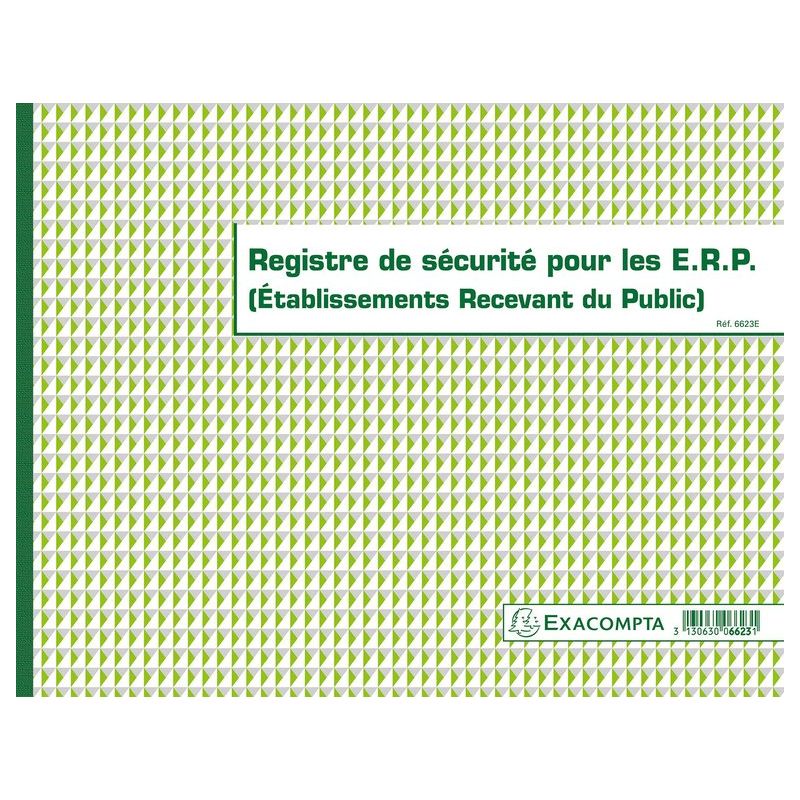 EXACOMPTA Registre de Sécurité pour les ERP format 24x32cm, piqûre 20 pages EXACOMPTA Registre de Sécurité pour les ERP format 24x32cm, piqûre 20 pages