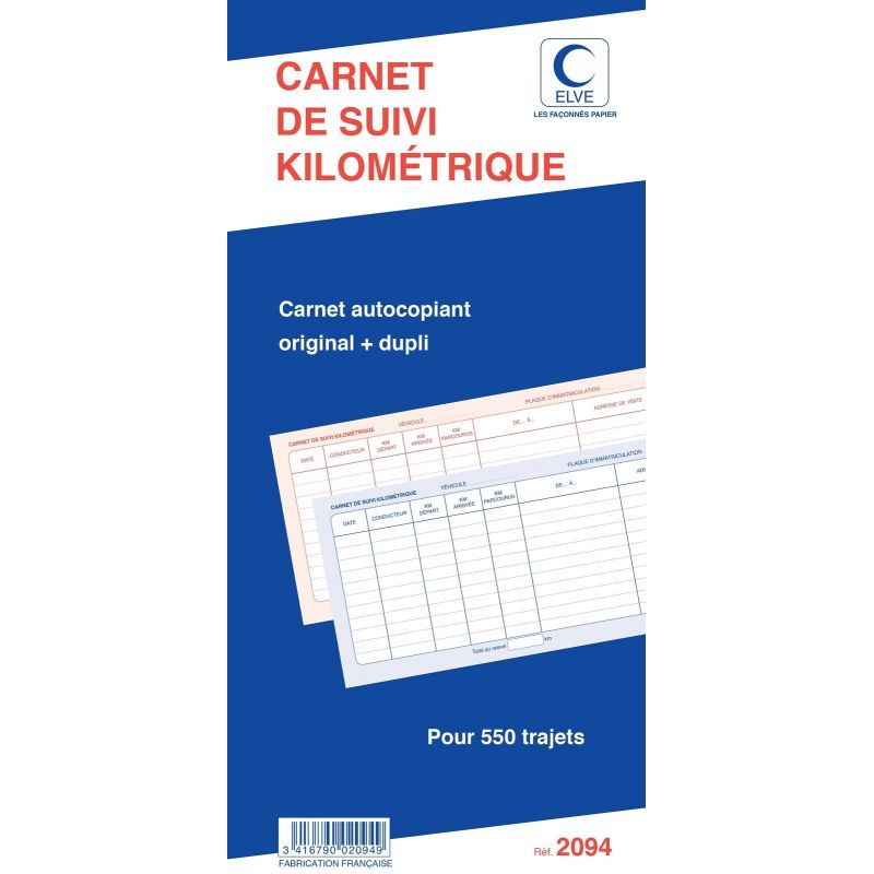 ELVE Manifold autocopiant Suivi Kilométrique format 29,7x14cm 50 feuillets dupli ELVE Manifold autocopiant Suivi Kilométrique format 29,7x14cm 50 feuillets dupli
