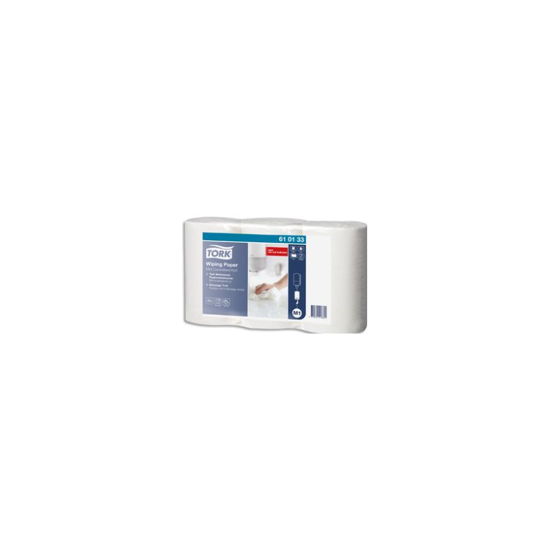TORK Lot de 3 Mini bobines papier d'essuyage plus à dévidage central M1 120 mètres, non prédécoupé Blanc TORK Lot de 3 Mini bobines papier d'essuyage plus à dévidage central M1 120 mètres, non prédécoupé Blanc