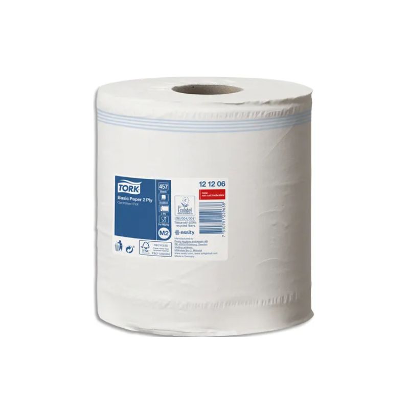 TORK Lot de 6 Bobines papier d'essuyage Basic à dévidage central M2 160m Format prédécoupé 20x35 cm Blanc TORK Lot de 6 Bobines papier d'essuyage Basic à dévidage central M2 160m Format prédécoupé 20x35 cm Blanc