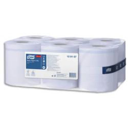 TORK Lot de 6 Bobines papier d'essuyage Basic à dévidage central M2 150m Format prédécoupé 20x35 cm Bleu