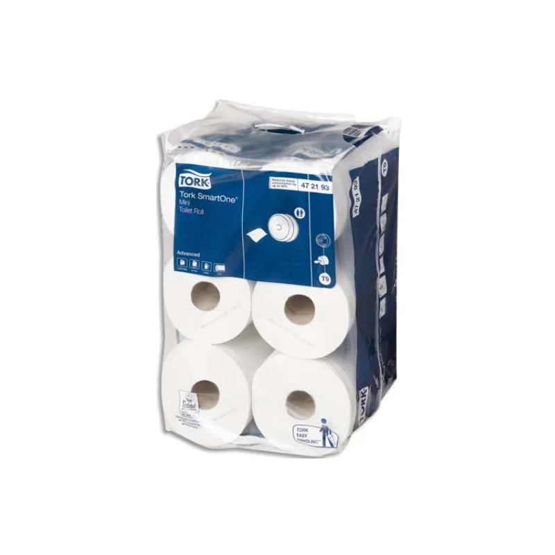 TORK Lot de 12 rouleaux Papier toilette Mini Advanced 2 plis 620 feuilles Ecolabel pour distrib SmartOne TORK Lot de 12 rouleaux Papier toilette Mini Advanced 2 plis 620 feuilles Ecolabel pour distrib SmartOne
