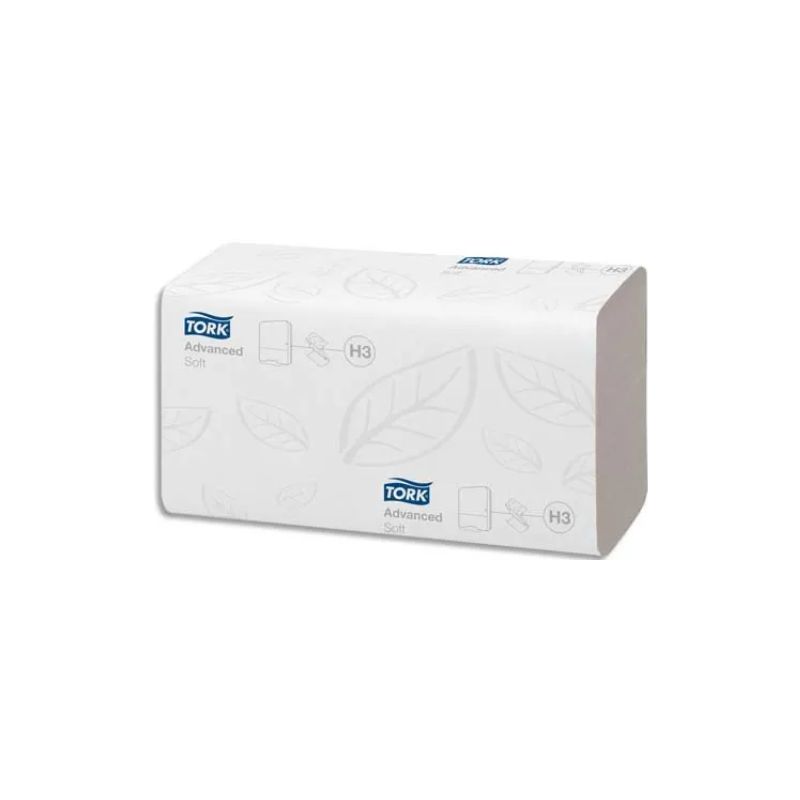 TORK Colis de 15 Paquets de 250 Essuie-mains doux Advanced 2 plis plié en V - Format 24,8 x 23 cm Blanc TORK Colis de 15 Paquets de 250 Essuie-mains doux Advanced 2 plis plié en V - Format 24,8 x 23 cm Blanc