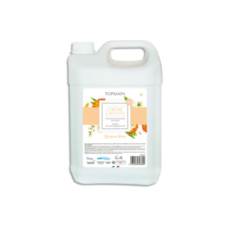 TOPMAIN Bidon de 5 litres de crème lavante liquide parfum floral TOPMAIN Bidon de 5 litres de crème lavante liquide parfum floral