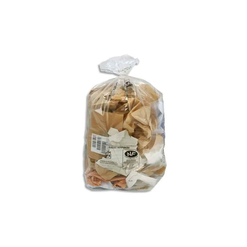 Boîte de 200 sacs poubelles transparent qualité NF 110 litres 30 microns Boîte de 200 sacs poubelles transparent qualité NF 110 litres 30 microns