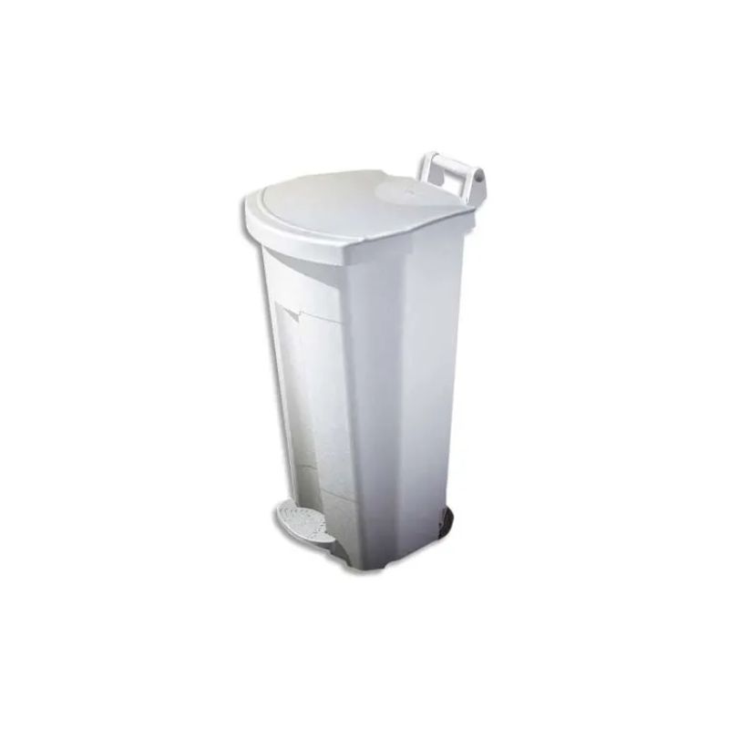 ROSSIGNOL Poubelle mobile à pédale 90L Blanc plastique basic ROSSIGNOL Poubelle mobile à pédale 90L Blanc plastique basic