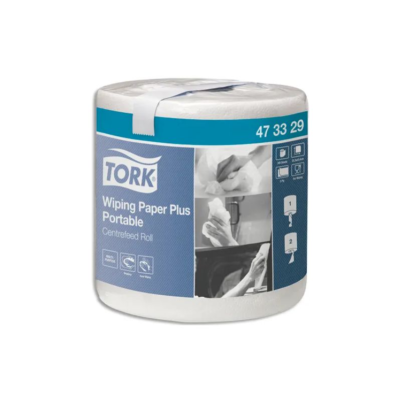 TORK Bobine d'essuyage plus portable 2 plis 345 formats 23,4 x 22,3 cm 80,7 mètres coloris Blanc TORK Bobine d'essuyage plus portable 2 plis 345 formats 23,4 x 22,3 cm 80,7 mètres coloris Blanc