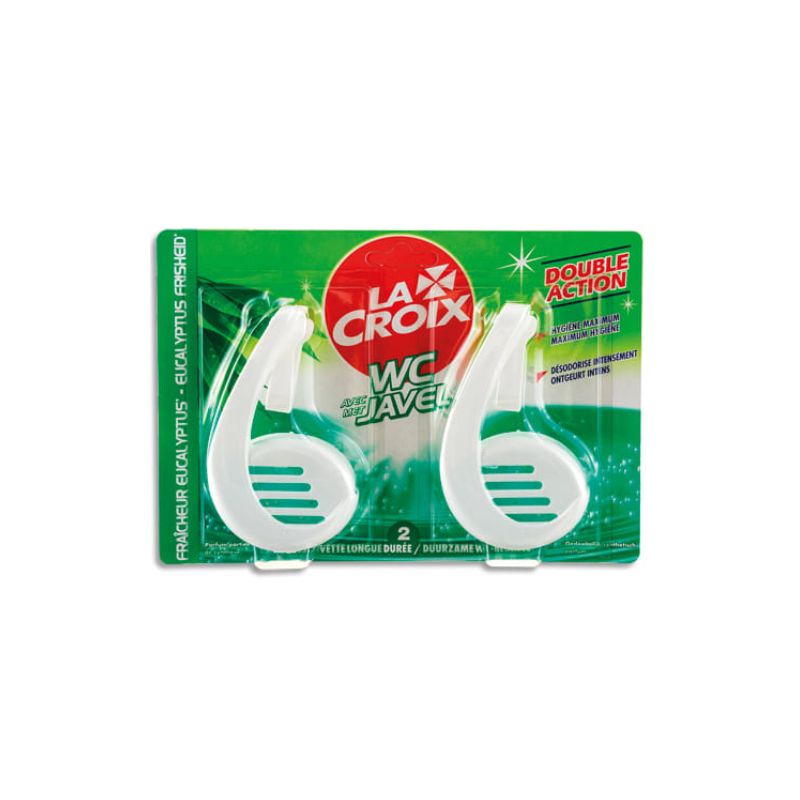 LA CROIX Blister de 2 blocs WC eucalyptus double action avec Javel et désodorisant LA CROIX Blister de 2 blocs WC eucalyptus double action avec Javel et désodorisant