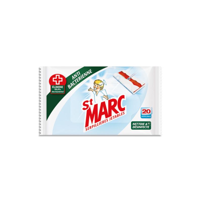 ST MARC Paquet de 20 serpillieres jetables antibactériennes ST MARC Paquet de 20 serpillieres jetables antibactériennes