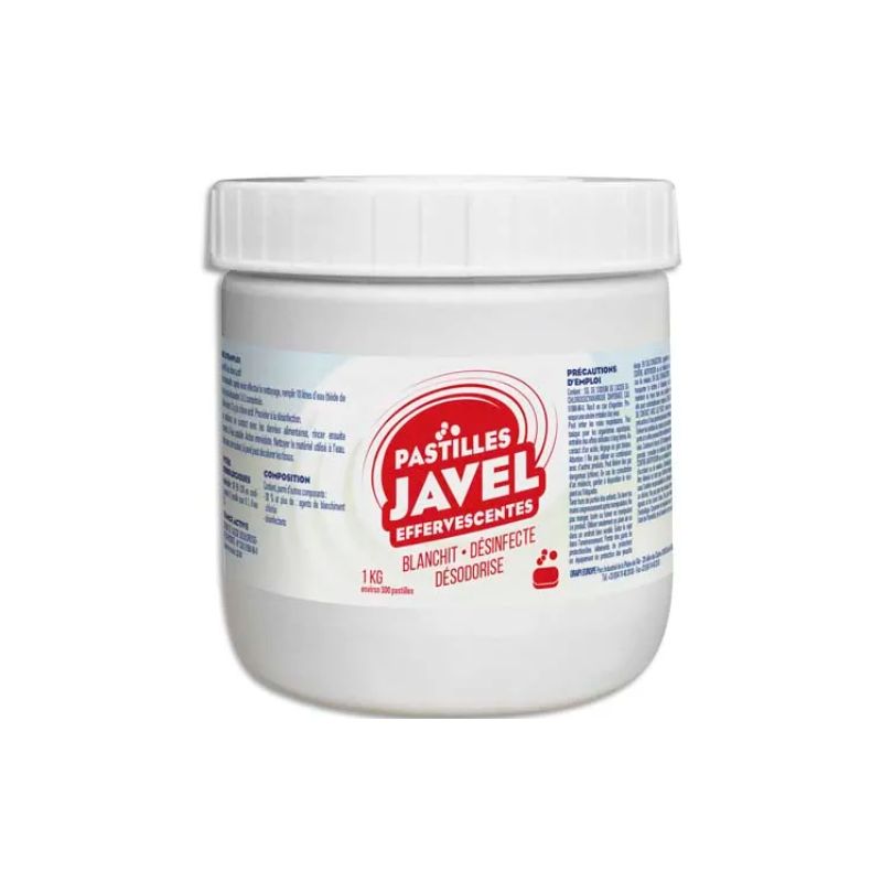 Boîte de 300 Pastilles Javel standards économiques maxi format 1 Kg Désinfection sols et surfaces