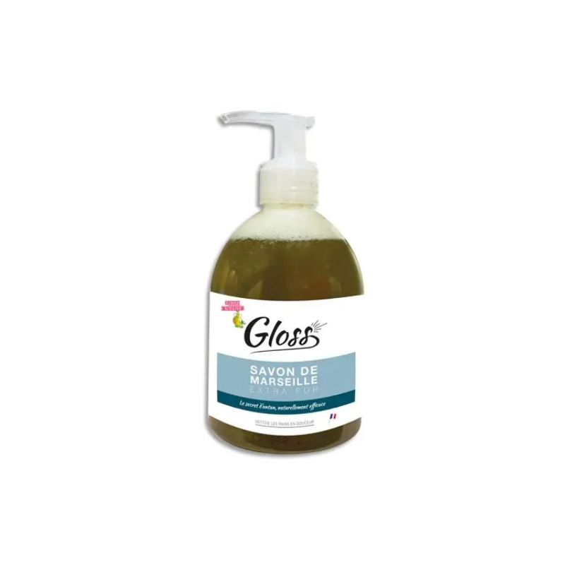 TOPMAIN Flacon poussoir 300 ml de Savon de Marseille liquide enrichi à l'huile d'Olive