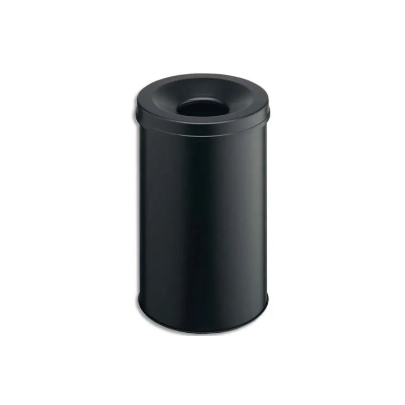 DURABLE Corbeille à papier anti-feu en métal epoxy avec étouffoir - 30 litres - ø315 x H492 mm - Noir DURABLE Corbeille à papier anti-feu en métal epoxy avec étouffoir - 30 litres - ø315 x H492 mm - Noir